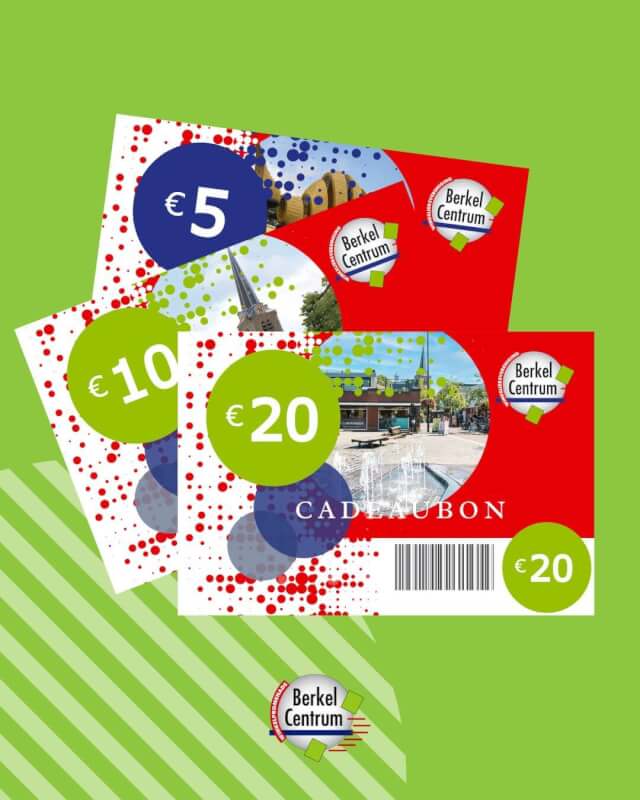 Cadeaubon Berkel Centrum verkrijgbaar in waardes 5, 10 en 20 euro
